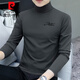 Pierre Cardin men's turtleneck bottoming shirt 2025 spring and autumn thickened cotton long-sleeved T-shirt slim mid-collar autumn top N013 carbon gray + N013 black L 175