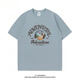 BEBW American fashion brand summer printed short-sleeved T-shirt men's 2024 new loose retro versatile base shirt casual top dark gray T-shirt-3884 S [75-95Jin[Jin equals 0.5 kg]]