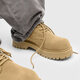 
GUQIAN Martin Boots Men's 2025 New Derby Shoes Spring Low Top Retro Workwear Shoes Thick Sole Heightening Fur Shoes Men's Trendy Camel Color 42 (260mm)