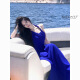 XCFREHT【现货】蓝色挂脖吊带连衣裙女2025夏季名媛礼服裙感轻奢长裙 挂脖蓝色连衣裙 【面料】 M 建议96-105左右穿