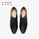 Laersdan [Paris Hour] British retro temperament thick heel naked boots versatile women's boots 5T54702 black BKK 36