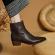 FZFD Top Layer Schaffell speicherte Zehen niedrige Absätze und Nacktstiefel für Frauen Retro -Stil einfach und vielseitig Winterstil Women Stiefel Dicke Absatz Stiefel für Frauen Single Lily Brown 38