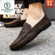 Zapatos de frijoles para hombres de carpintería de carpintería Versión coreana de trabajos de negocios zapatos de cuero casual transpirable y versátiles zapatos para hombres de un solo paso 2024 primavera d826 negro 39 pequeño