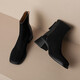 Reverse Velvet Cowide Matte Cow Heel Short Stiefel für Frauen 2022 Herbst und Winter plus Baumwolle warmes Quadratzehen High Heel -Stiefel für Frauen Knöchel Nacktstiefel Gfoe Pommuter Retro Short Stiefel Frühlings- und Herbst -Single -Stiefel für Frauen Single Black 41
