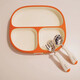 Shixi Fork Spoon Spoon Baby Baby Children Aprenda a comer Suplemento de la horquilla de entrenamiento Conjunto de vajillas de succión Placa de partición Tropical Naranja [plato separado]