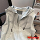 La nueva sudadera con chaleco sin mangas de Van Zhesha para la primavera, la chaqueta de cárdigan con capucha de las mujeres, estilo coreano, el chaleco con cremallera con cremallera 841 Grey Vertical Horse Clip M 165