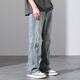 
Jeans men's American high street retro denim 2025 spring and summer new trendy brand straight-tight light casual long trousers 9901 blue 3XL