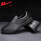 Pull-back shoes and boots flagship slip-on men's shoes spring and summer new leather men's fashionable casual leather shoes for young and middle-aged lazy men driving kitchen work non-slip waterproof shoes black 42