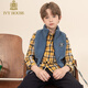 IVY HOUSE Ivy children's clothing boys' long-sleeved shirt big children's autumn new plaid shirt casual sports versatile college style yellow plaid 130cm
