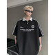 Camiseta de cuello de polo de manga corta Digada Summer New American American Retro tendencia informal suelta media tapa de media manga CQS-869 azul marino xl