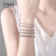TTMIX shiny platinum bracelet for women pt950 platinum faceted laser beads bracelet for girlfriend 4.3-4.5g 17+2cm thick 3.5mm