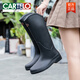 卡帝乐鳄鱼（CARTELO）日系高筒雨鞋女款时尚外穿防滑防水耐磨胶鞋赶海厨房长筒软底雨靴 689女雨鞋黄色 38