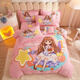 Set de cuatro piezas para niños de Manzina para niñas de algodón puro de algodón en espesor de colcha espesas sábanas y cubiertas de cama para niñas ropa de cama princesa invierno lindo (algodón completo engrosado) 1,0 m set de tres piezas-150*200 edredón de colchas