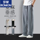 罗蒙（ROMON）夏季中国风亚麻男裤子宽松直筒哈伦裤男士棉麻休闲裤男装大码长裤 8011藏青色 2XL【参考体重155-170斤】