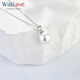 WithLove white 18K gold Japanese Akoya seawater pearl round group-set diamond pendant simple pendant 9.5-10mm white 18K gold/with diamond 6 points/ready in stock (free silver chain)