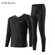 Cailv Kerini men's thermal underwear set autumn clothes and long trousers plus velvet warm slim bottoming shirt winter seamless V-neck velvet dark gray plus velvet XL