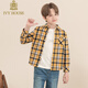 IVY HOUSE Ivy children's clothing boys' long-sleeved shirt big children's autumn new plaid shirt casual sports versatile college style yellow plaid 130cm