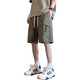 Jeanswest Workwear Shorts Herren Sommer 2025 Neue Ice Seide coole lässige glasende Hosen Herren-Trendy-vielseitige Fünf-Punkte-Hosen DK701 Grüne Größe (110 ~ 130jin [Jin gleich 0,5 kg] tragbar))
