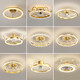 XMSJ lighting fan light ceiling fan light master bedroom room ceiling light new style restaurant fan with lamp 12004 gold + white 55CM