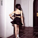 
Yusi Dancebaby Latin Dance Suit New Children's Latin Dance Set Training Suit Slit Dress DAS686 Black suspender plus slit skirt 160 (including breast cotton)