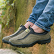 
Autumn and winter soft sole non-slip men's shoes middle-aged sports and casual shoes one-legged hiking shoes without laces for the elderly travel shoes 1502 green 42