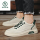 Woodpecker men's shoes 2025 new one-foot flat shoes for work men's casual and versatile soft sole leather sports little white trendy shoes Mi green 40