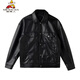 Scarecrow men's handsome and high-end men's motorcycle short leather jacket men's spring and autumn new trendy loose pu leather jacket black M weight recommended 105-125Jin Jin equals 0.5 kg