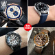 Beautiful My Lai suitable for Casio edifice Heart of the Ocean EFR-539L-7C/1A racing leather watch strap accessories for men, cowhide model, blue original thread, silver pin buckle, 23mm strap width
