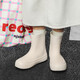 Hölzernen klaren Regenstiefel für Frauen, modische Wasserschuhe im Freien, dicke, allein zugrößen steigende Kee-resistente Regenstiefel, Anti-Rutsch-Wasserstiefel, erwachsene Mid-Robe-Pendelpendelschuhe, cremefarbene, mwitige, m Größe (37-38 Größen)