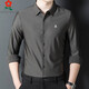 Mengtejiao MONTAGUT men's mulberry silk long-sleeved shirt autumn middle-aged daddy casual striped lapel shirt men dark green 9928 L (170) Suitable for 115-125 Jin [Jin equals 0.5 kg]