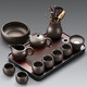Tangfeng Zisha Kung Fu Tea Set Home Light Luxury High-end Xishi Teapot Teacup Cover Bowl Office Tea Making Gift Set Qianchuan Changhei + Ziyun Xishi Pot 11 Heads + Pinsheng