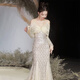 H-Ked-Kleid für Frauen Bankett Abendkleid mit High-End-etwas fett schwerer Industrie spät sensible High-End Light Luxury Nischengeschenke für Erwachsene Moderatorin Jahrestagung Kyogin Ärmeln XL