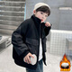 Katu Blue Cat Children's Wear Boys' Winter Jacket 2024 New Medium and Large Children's Thickened Autumn and Winter Boys' Street Ruff Handsome Cotton Clothes Trendy Black 150cm