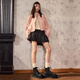 Tianmeiyi Frauenstiefel dicker alleinerer britischer Retro Sechs-Loch-Kurzstiefel für Frauen Martin-Stiefel modische Frauenschuhe KDX06DD4 Black (Samt) 37