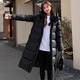 MARKYINXIANG Black Gold Down Jacket Women's 2025 New Winter White Duck Down High-end Fashion Long Over-Knee Thickened Hooded Jacket DH9276 Inman Black M (suitable for 90-120Jin[Jin equals 0.5 kg])