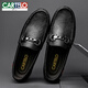 CARTELO leather shoes for men's genuine leather summer new breathable casual men's shoes soft sole lightweight one-foot kick-up bean shoes black hollow 9905 38 [Standard size of leather shoes]