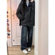 7 hochwertige Arbeitsjacken für Männer und Frauen im Frühjahr und Herbst Neue Amerikaner Retro lässig losen Solid Color Männer und Frauen-Fliegerjacke Top SSQ-684 Black M.
