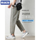 Cotton-made ice silk cool summer thin casual pants for men loose straight 2024 new conical cropped pants summer pants 9904 deep khaki + 9904 cement grey [Value group S 95-110Jin [Jin equals 0.5 kg]