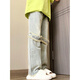 
Swing pendant jeans for women American high street design sense Spring new high waist slim loose wide legs straight floor trousers trendy 1047 one size xs
