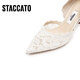 Sijiatu [тот же стиль, что и Yang Mi] 2025 New Burano Lace Island High High High High Heald Swed Swed Shoes Single Sandal