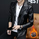 Chaqueta de cuero para hombres yimuqi 2024 Nuevo chaqueta para hombres de alta gama Spring y chaqueta de cuero de otoño al estilo coreano MotorcLe de solapa de moda 691 Black M
