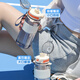 恩尔美（nRMEi）运动水杯男士大容量夏季户外健身水壶耐高温tritan饮用吸管水杯子 [双饮+提绳背带]电光白1000ml