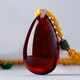 Qiongque Pavilion Beeswax Pendant Original Stone Blood Amber Water Drop Sweater Chain Natural Amber Pendant Beeswax Necklace Men's and Women's Clavicle Chain