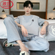 Langsha (Langsha) Pure Cotton Herren-Pyjamas kurzärmelige Hose losen lässiger Anzug Sommer Dünner koreanischer Stil mittleren Alters und junger Herrenhauskleidung H9928 (Kurzärärmel-Shorts) [Counter-Flaggschiff-Qualität] L (Empfohlen 90-110jin [Jin entspricht 0,5 kg]))