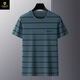 Paisenlong high-end men's clothing brand POLO shirt men's lapel summer new style youth and middle-aged business casual striped short-sleeved T-shirt 6193-Military green 48 M