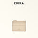 FURLA CAMELIA cowhide small simple solid color women's card clip small thin card bag nude color