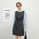 Fan silanen coréen faux robe d'épissage en deux pièces pour femmes 2025 vêtements de printemps nouvelles jupe de style académie Qianjin 1291 Blue Gray M