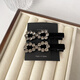Zhuo Keke rhinestone bow duckbill hair clip velvet bangs clip side clip for women's forehead delicate Internet celebrity broken hair special clip hollow rhinestone bow 2 pieces