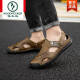Woodpecker brand sandals men's leather top layer cowhide sandals summer breathable outdoor non-slip casual soft-soled beach shoes Black A689 41