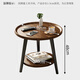 Zhuobo coffee table side table small table living room sofa side table double layer round table tea table storage rack bedside table CJ09 walnut color